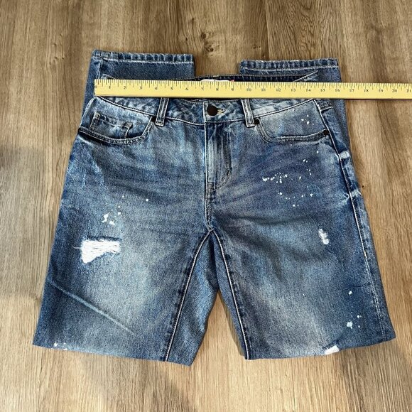 Cabi Distressed Denim Distressed Splatter Tapered leg medium wash Size 2 - Picture 4 of 11